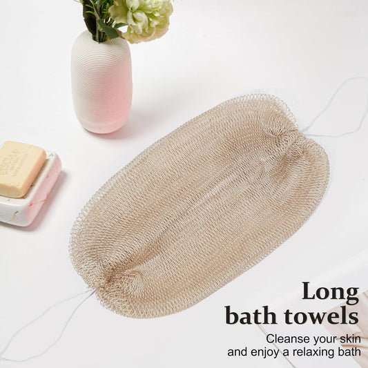 1 Pack African Net Sponge Authentic with Knots, Colourfast Exfoliating Body and Back Scrubber Set, Extra Long Quick-Dry Shower Nets with Thick Ropes, Gift Box