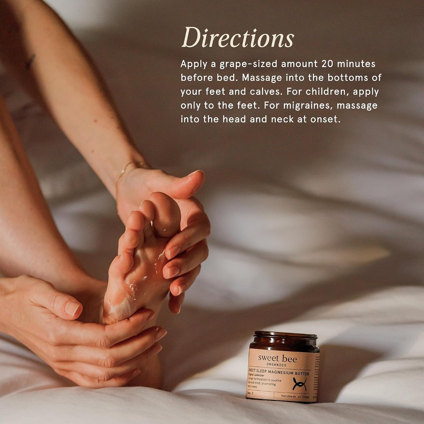 Sweet Bee Magnesium Body Butter with Shea Butter | Moisturizing Body Cream for Dry Skin | Rich Hydrating Formula | Non-Greasy Skin Care | Lavender 120ml