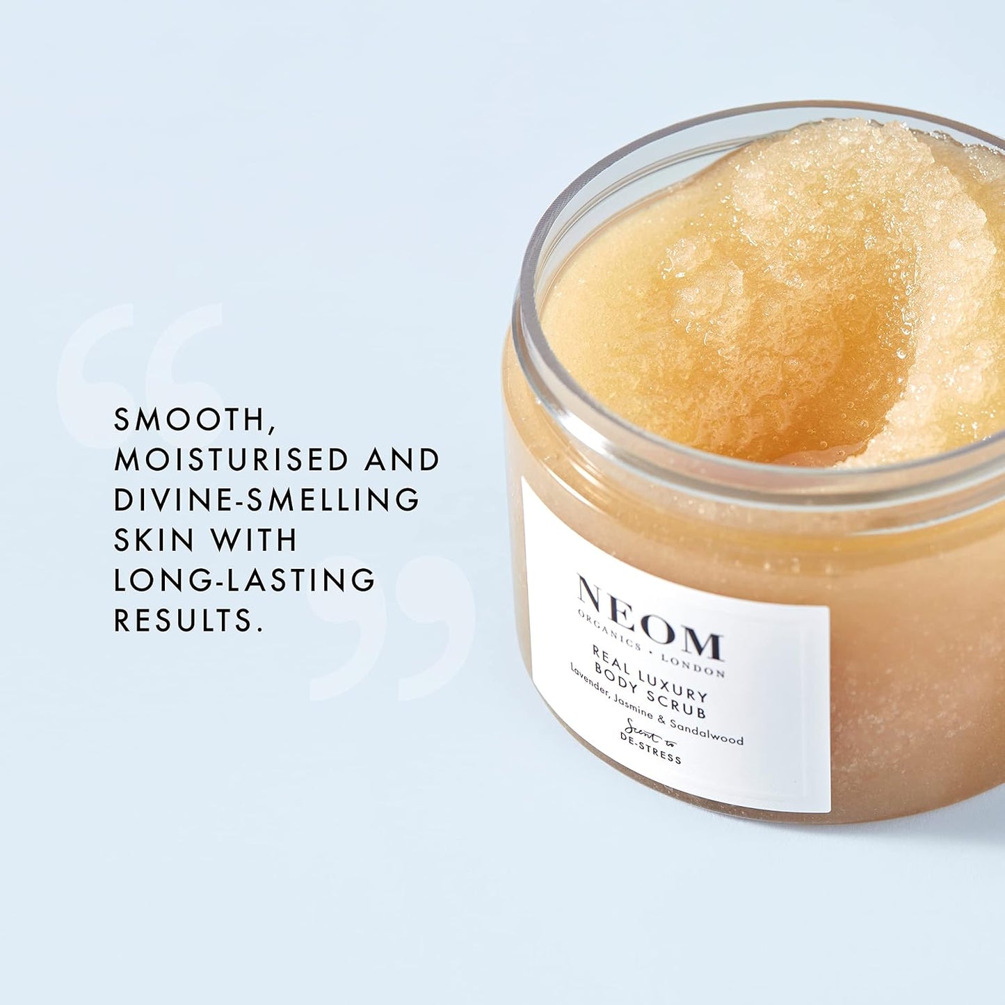 NEOM- Real Luxury Body Scrub | Luxury Body Scrub | Lavender &amp; Sandalwood | 100% Natural Fragrance | Scent to De-Stress | Organic Vegan Hydrating Body Scrub