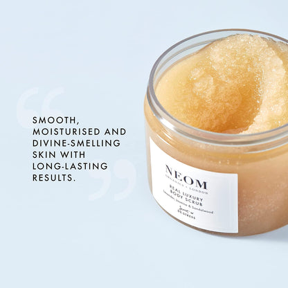 NEOM- Real Luxury Body Scrub | Luxury Body Scrub | Lavender &amp; Sandalwood | 100% Natural Fragrance | Scent to De-Stress | Organic Vegan Hydrating Body Scrub