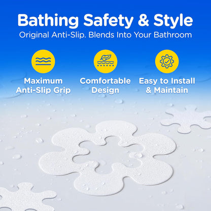 COMPAC HOME Safe-T-Shapes Anti-Slip Bathroom Decals - 7 Large White Daisies with Removable Inner Daisies (14 Total), Flexible Non-Slip Tub &amp; Shower Safety, Decorative Design