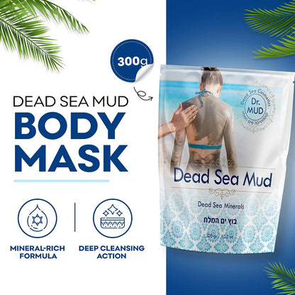 Dr. Mud's Dead Sea Mud Body Mask – Spa Quality Body Treatment, Deep Cleansing Skincare Detox Product for Men &amp; Women