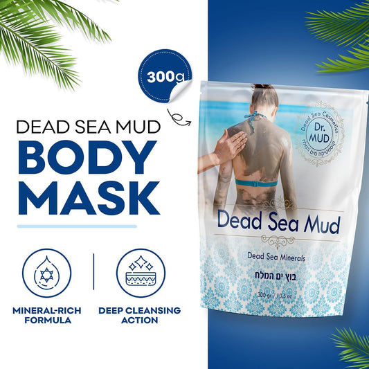 Dr. Mud's Dead Sea Mud Body Mask – Spa Quality Body Treatment, Deep Cleansing Skincare Detox Product for Men &amp; Women