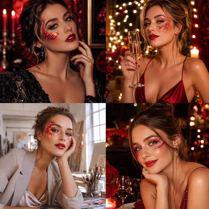 Ruby Red Chunky Glitter Stick – Shimmer for Face Body and Hair, Waterproof Long Lasting Sparkle Highlighter, Easy Glide Festival Makeup for Women – Perfect for Party Rave Halloween Christmas