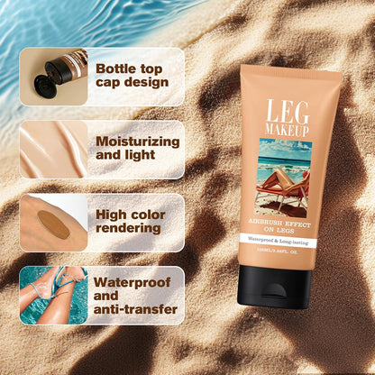 Waterproof Leg Makeup without Transfer with Extra Large Body Makeup Brush, Tattoo Cover for Varicose Veins/Scars, Skin Perfecting Body Foundation, Balances Skin (Medium Glow)
