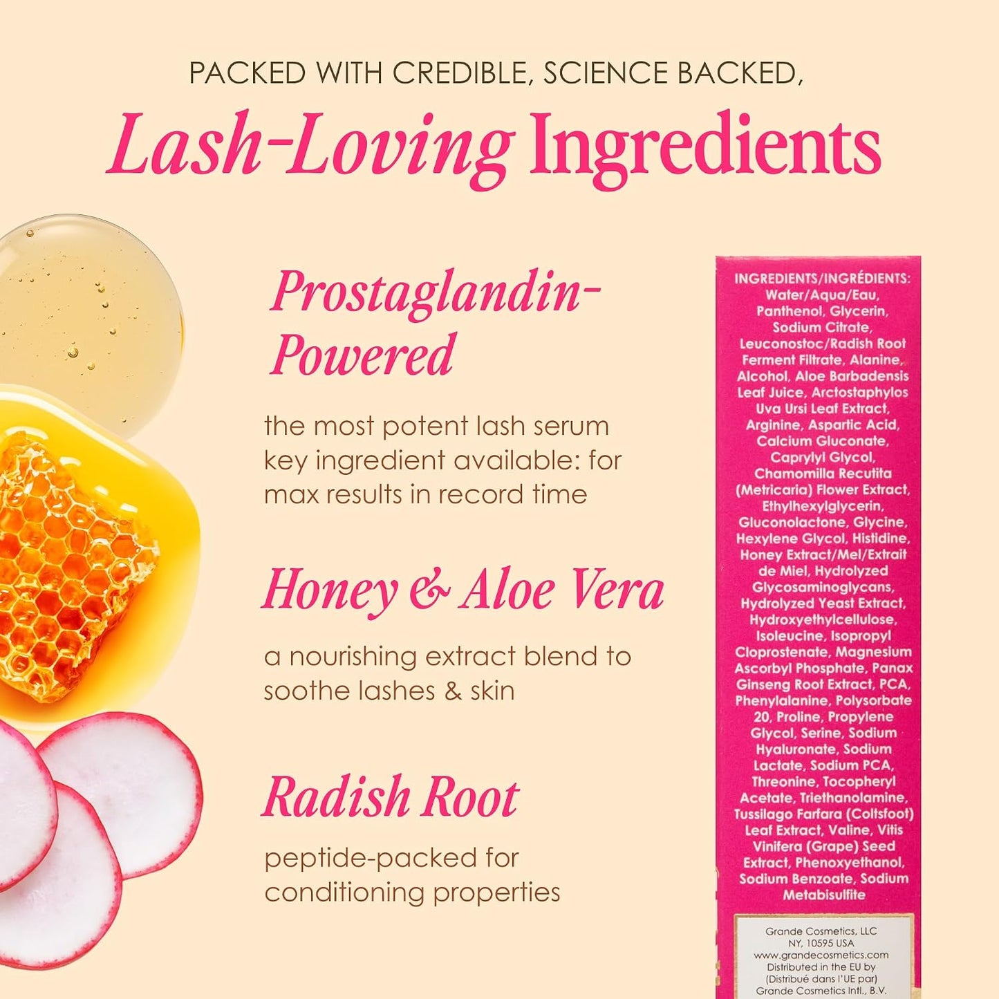 Grande Cosmetics GrandeLASH-MD Lash Enhancing Serum - Peptide &amp; Vitamin Infused Formula for Longer, Thicker, Fuller Looking Lashes - Ophthalmologist Tested, Cruelty-Free, 6-Week Starter Supply (1 mL)