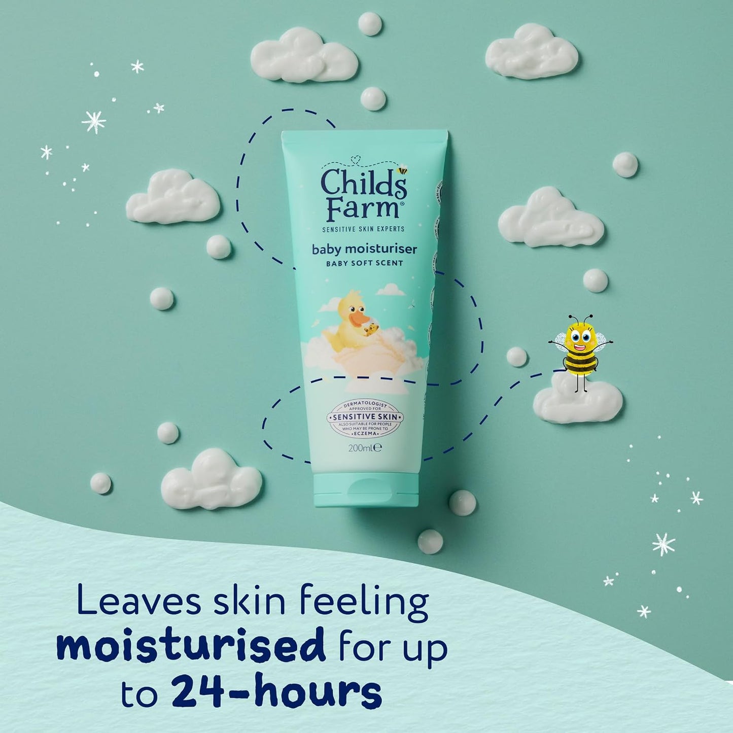 Childs Farm Baby Moisturiser, Baby Soft Scent | Moisturising &amp; Hydrating | Suitable for Newborns with Dry, Sensitive Skin, 200ml