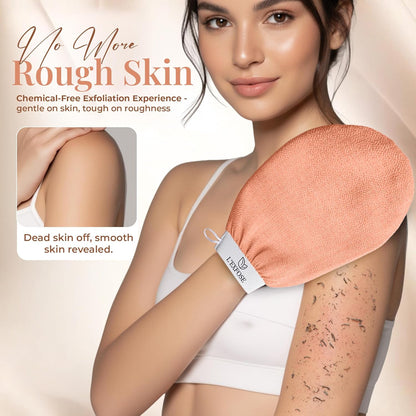L'Exfose Kessa Hammam Deep Exfoliating Glove 2pc - Korean Exfoliating Mitt for Shower Ideal for Dead Skin Remover, Keratosis Pilaris &amp; Self-Tanning to Improve Skin Tone Made with 100% Natural Viscose