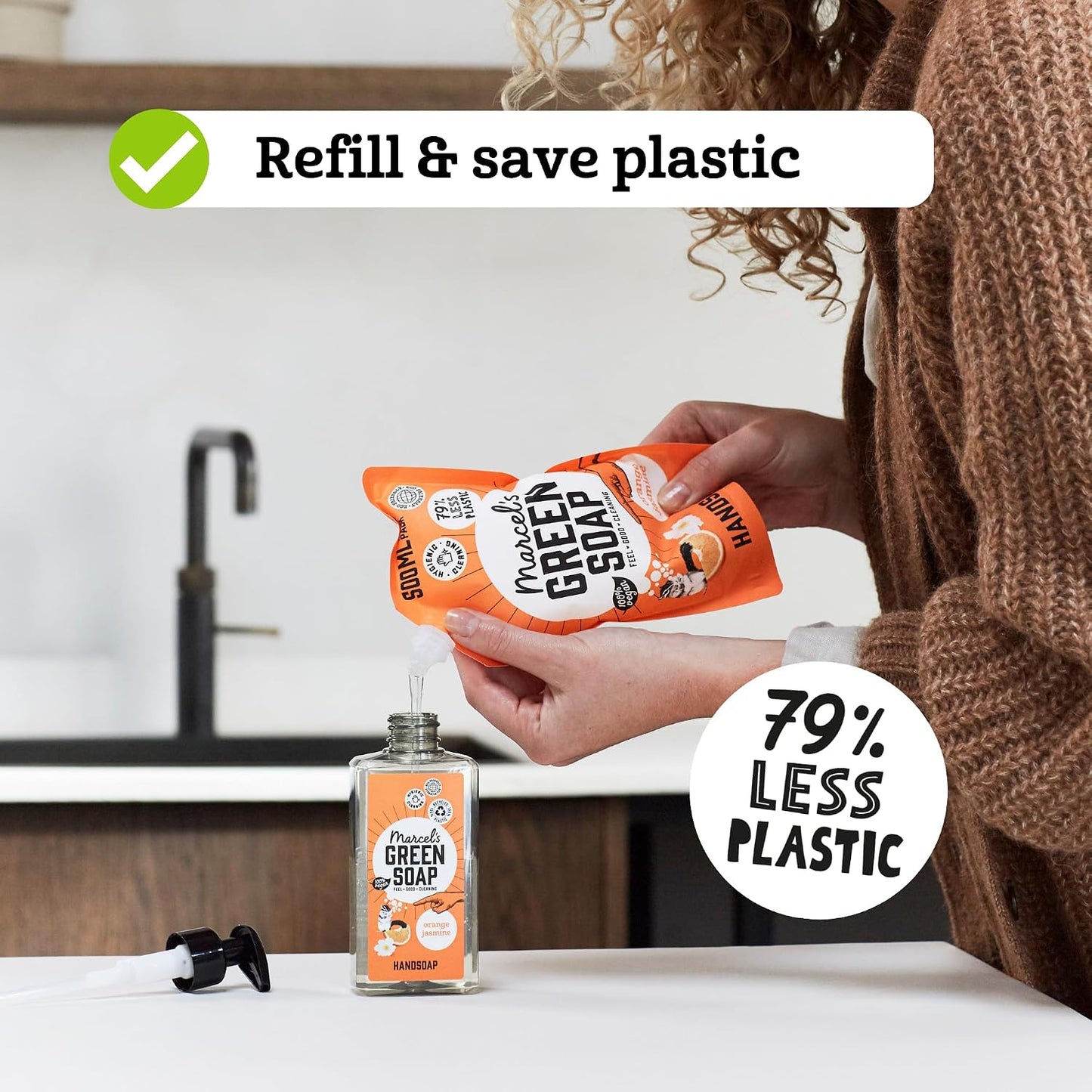 Marcel's Green Soap - Hand Soap Refill Black Pepper &amp; Bergamot - Handwash Dispenser Refill - Microplastic-free formula - Vegan - Packaging recyclable - 500 ml