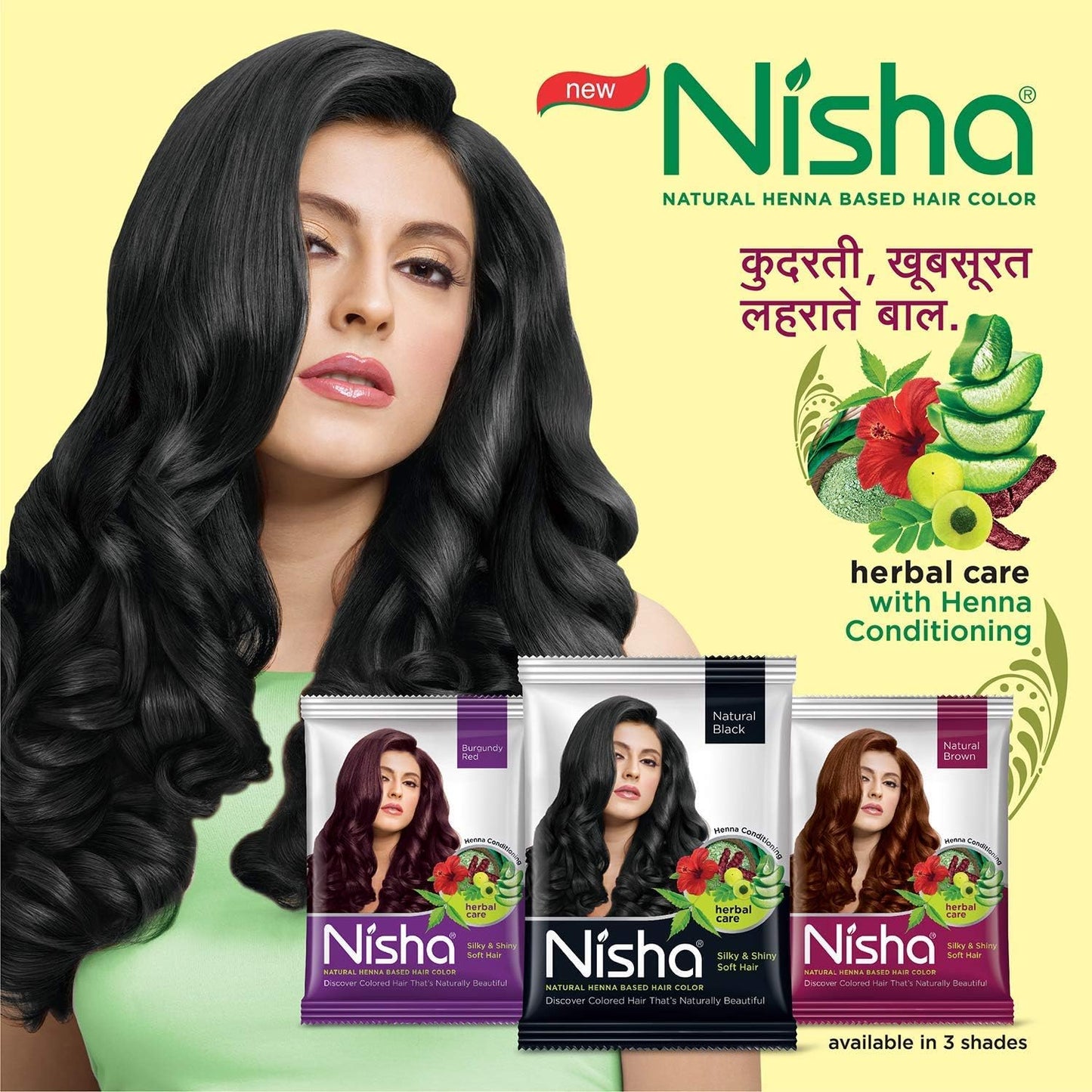 Nisha Natural Henna Based Hair Color Powder 15gm Burgundy Red (Pack of 6)