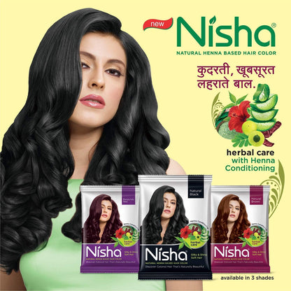 Nisha Natural Henna Based Hair Color Powder 15gm Burgundy Red (Pack of 6)