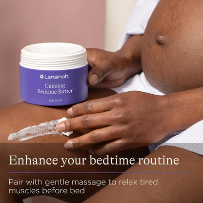 Lansinoh Calming Bedtime Magnesium Butter for Pregnancy &amp; Postpartum - Cocoa &amp; Shea Butter infused with Lavender &amp; Chamomile scents - Hydrating &amp; Absorbs quickly - Restless leg syndrome relief