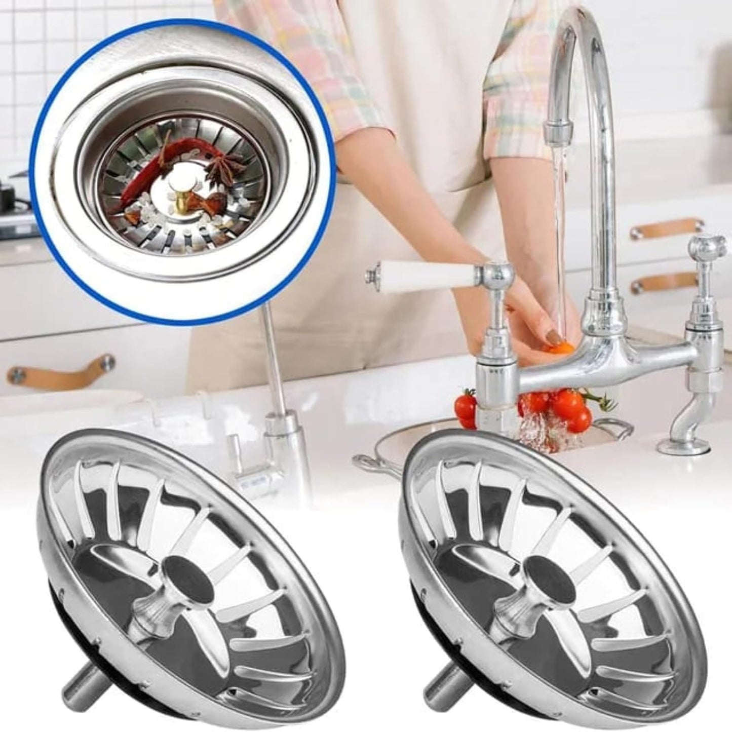 PROVIDE – 304 Stainless Steel Kitchen Thicken Sink Plug Strainer – Rust Free Kitchen Sink Strainer Replacement for Food and Hole Hair Catcher Hole Diameter 78mm