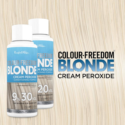 Knight &amp; Wilson Colour Freedom Blonde Developer 9% 30 VOL. Permanent lightening high lift Cream Developer For use with Colour Freedom Ultra Lifting Powder Bleach. 75ml