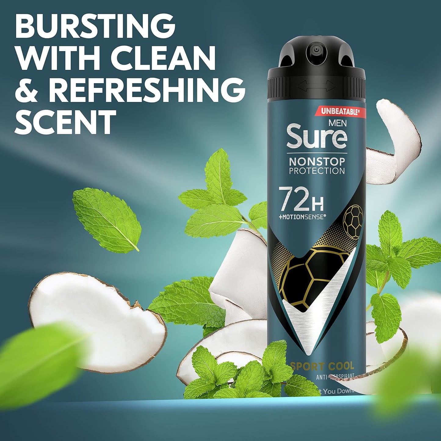 Sure Men Sport Cool Nonstop Protection Anti-perspirant Deodorant Aerosol MotionSense technology anti-perspirant deodorant spray 72h protection against sweat and odour 150 ml (Pack of 3)