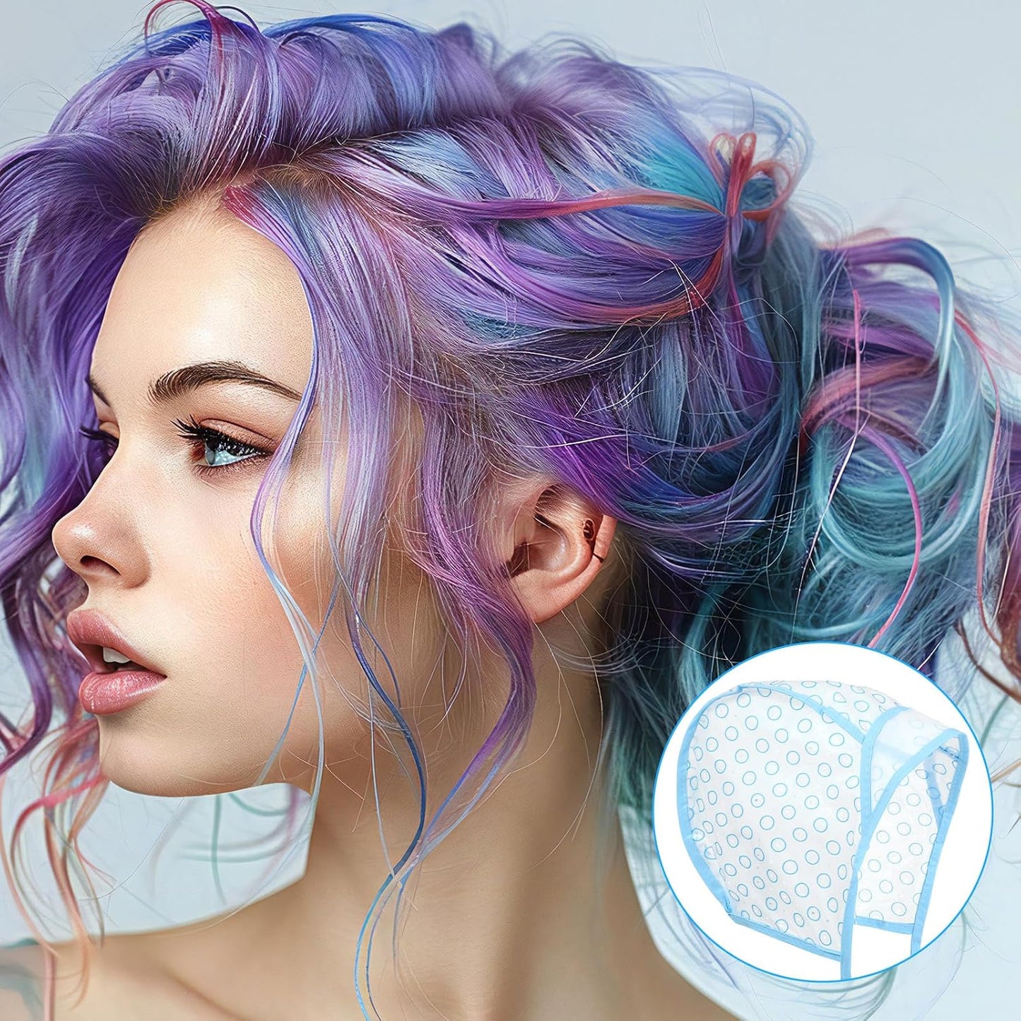 3 Pcs Hair Highlighting Caps, Hair Dye Cap with Plastic Hooks, Highlighting Kit, Highlight Cap for Hair Tool Kit, Highlights Hair Dye Kit for Salon Hairdressing
