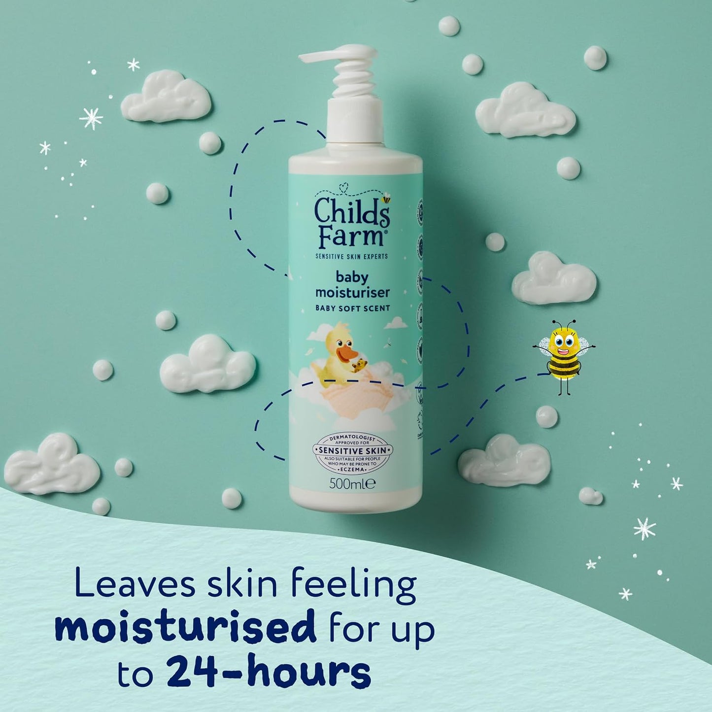 Childs Farm Baby Moisturiser, Baby Soft Scent | Moisturising &amp; Hydrating | Suitable for Newborns with Dry, Sensitive Skin, 500ml