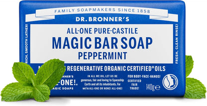 Dr Bronner's - Peppermint Pure-Castile Bar Soap, 140g Bar