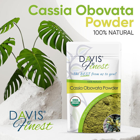 Davis Finest Organic Cassia Obovata Powder 250g, Neutral Henna, Blonde Hair Dye, Deep Conditioner, Strengthening, Hair Mask