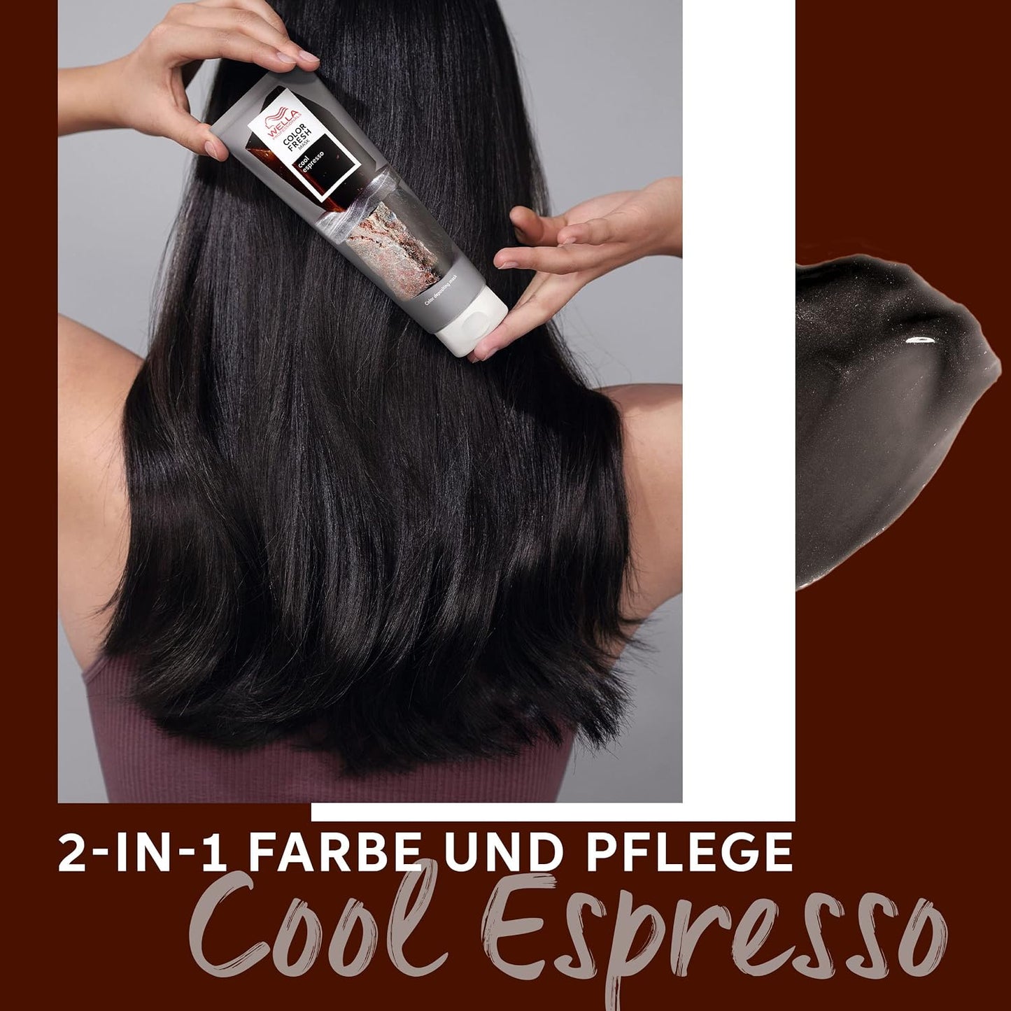 Wella Professionals Color Fresh Mask Cool Espresso - Hair Treatment to Revitalise and Change Hair Colour - Nourishing Tint with Avocado Oil - For Dark and Black Hair - 150 ml