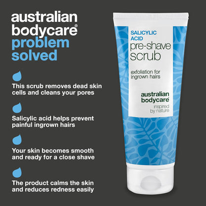 Salicylic Acid Pre-Shave Scrub for Ingrown Hairs, Razor Burn &amp; Razor Bumps – AHA/BHA &amp; Physical Dual Exfoliator with Salicylic Acid, Glycolic Acid &amp; Apricot Kernel for a Smooth Shave - 100 ml