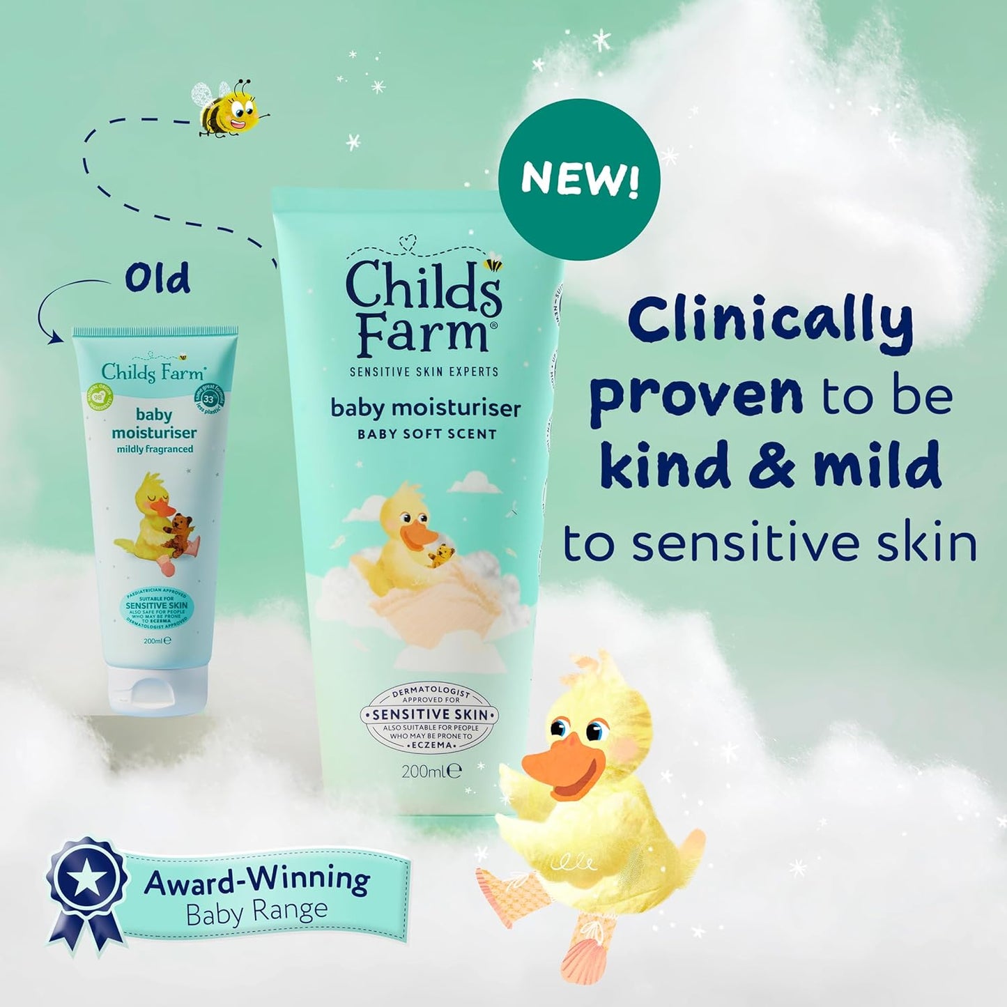 Childs Farm Baby Moisturiser, Baby Soft Scent | Moisturising &amp; Hydrating | Suitable for Newborns with Dry, Sensitive Skin, 200ml