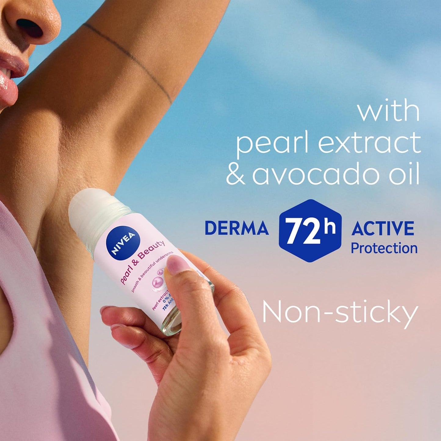 NIVEA Pearl &amp; Beauty Anti-Perspirant Deodorant Roll On (6 x 50ml), Roll On Deodorant for Women with 72H Sweat and Odour Protection, Women's Anti-Perspirant with Pearl Extracts (Pack of 6)