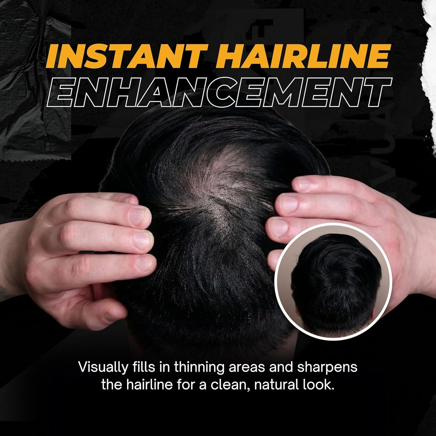 NISHMAN Enhance Hairline Powder – Black 10g – Hairline Filler for Men – Conceals Hair Gaps and Thinning Areas – Adds Natural Density and Sharp Definition – Lightweight, Smudge-Free Formula