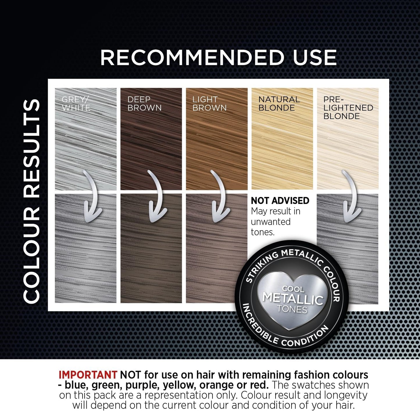 Colour Freedom Metallic Graphite Grey Permanent Hair Dye with PurePlex. Ultra Glossy Conditioning Hair Colour. 100% grey coverage. By Knight &amp; Wilson.