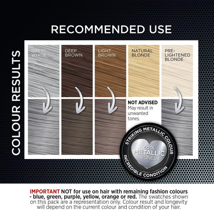 Colour Freedom Metallic Graphite Grey Permanent Hair Dye with PurePlex. Ultra Glossy Conditioning Hair Colour. 100% grey coverage. By Knight &amp; Wilson.