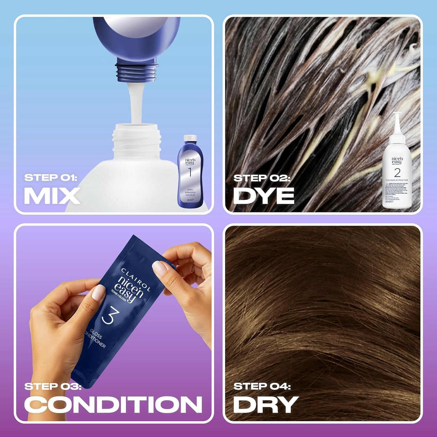 Clairol Nice'n Easy Tone+Gloss Semi Permanent Hair Dye - 611/75 Light Ash Brown