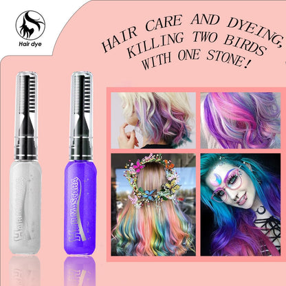 Purple Hair Mascara with Comb Wand for Vibrant Colour - Washable Temporary Hair Chalk for Kids and Girls, DIY Party Styling, Easy Water Removal, 15ml Tube, Quick-Dry Makeup, Fun Festive Styling