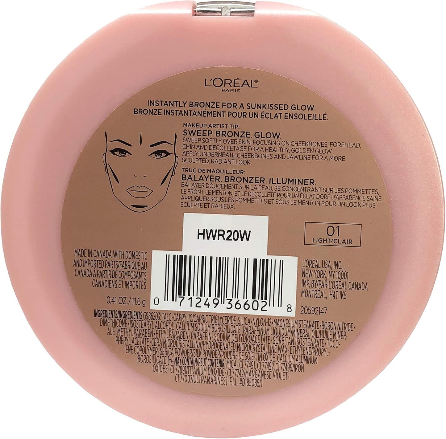 L'Oreal Paris Cosmetics True Match Lumi Bronze It Bronzer For Face And Body, Light, 0.41 Fluid Ounce