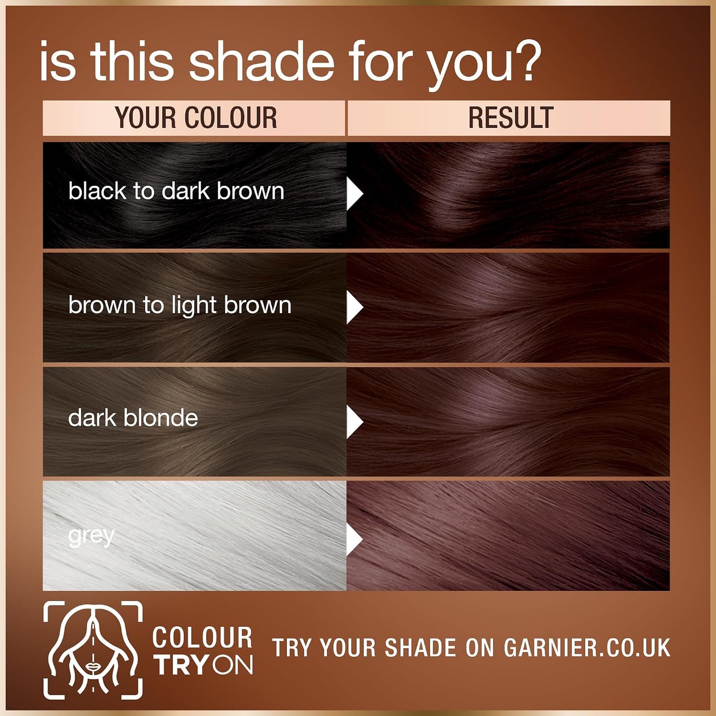 Garnier GOOD Permanent Hair Dye, 4.15 Iced Chestnut Brown. Delivers 100% grey coverage and 8-week colour. No ammonia, vegan shea butter formula for cool, rich brown on all hair types.