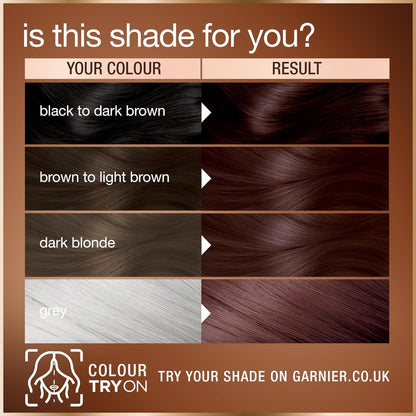 Garnier GOOD Permanent Hair Dye, 4.15 Iced Chestnut Brown. Delivers 100% grey coverage and 8-week colour. No ammonia, vegan shea butter formula for cool, rich brown on all hair types.