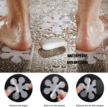 20 x Non-Slip Strips for Bathrooms, Non-Slip Stickers, Transparent Shower Tape for Bathrooms, Bathtubs, Stair Steps, Children's Pools - Flowers