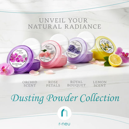 R-NEU 1 Pack Body Powder for Women with Puff, 100% Talc-Free, Luminous Lemon Scented Dust, After Bath for Soft Skin, Extra Large,(5oz)