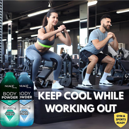 New Nuage Talc Free Body Powder for Men Bundle – 250g Cool Musk &amp; 250g Aqua Fresh – 2 Pk Talc Free Powder for Women &amp; Men – Anti-Chafing &amp; Fresh Skin by GBH
