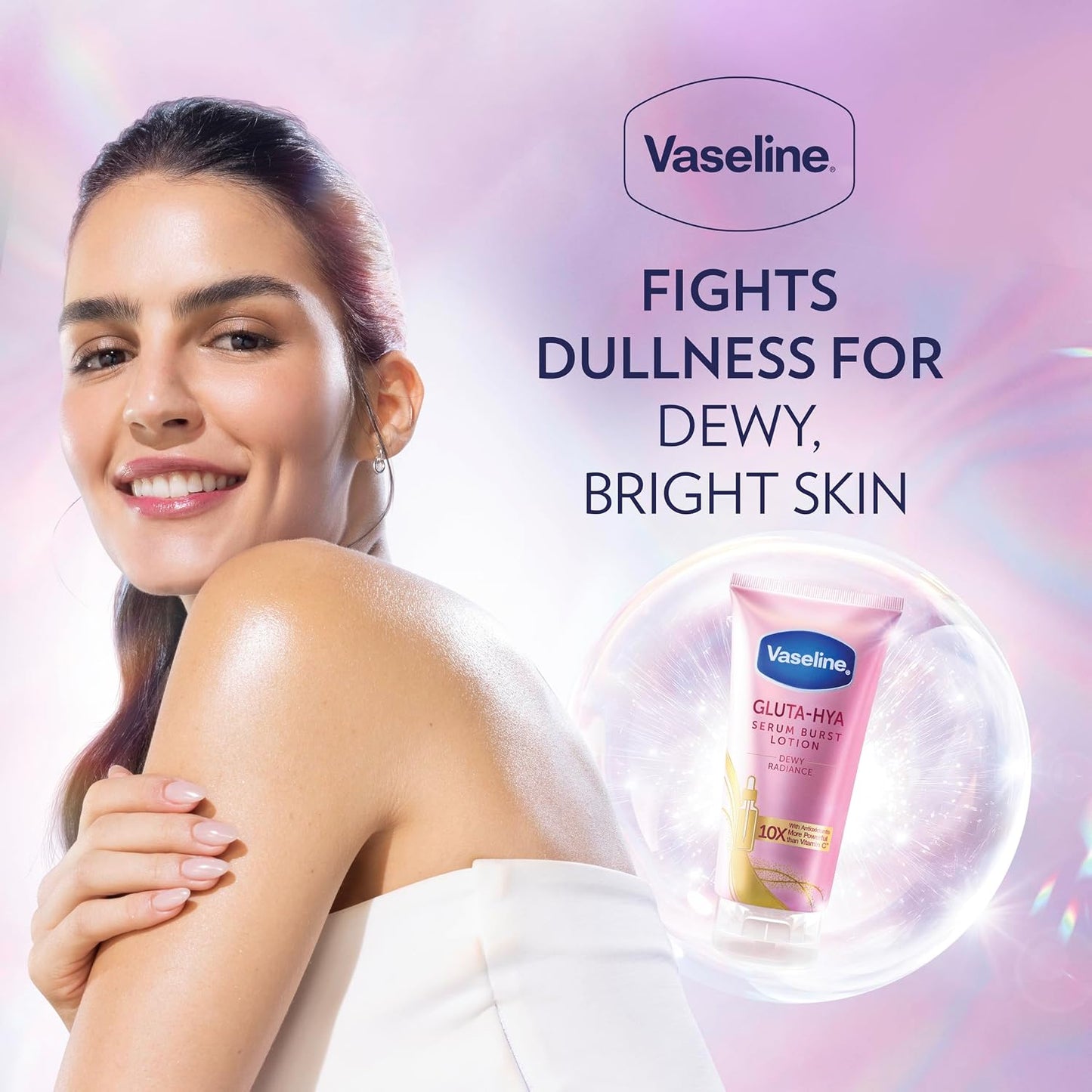 Vaseline Gluta-Hya Dewy Radiance Serum Burst Lotion Moisturiser – Body Lotion with GlutaGlow™, Niacinamide, Hyaluron &amp; Antioxidants 10x Stronger Than Vitamin C*, For Radiant, Dewy Skin in 5 Days 200ml