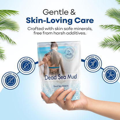 Dr. Mud's Dead Sea Mud Body Mask – Spa Quality Body Treatment, Deep Cleansing Skincare Detox Product for Men &amp; Women