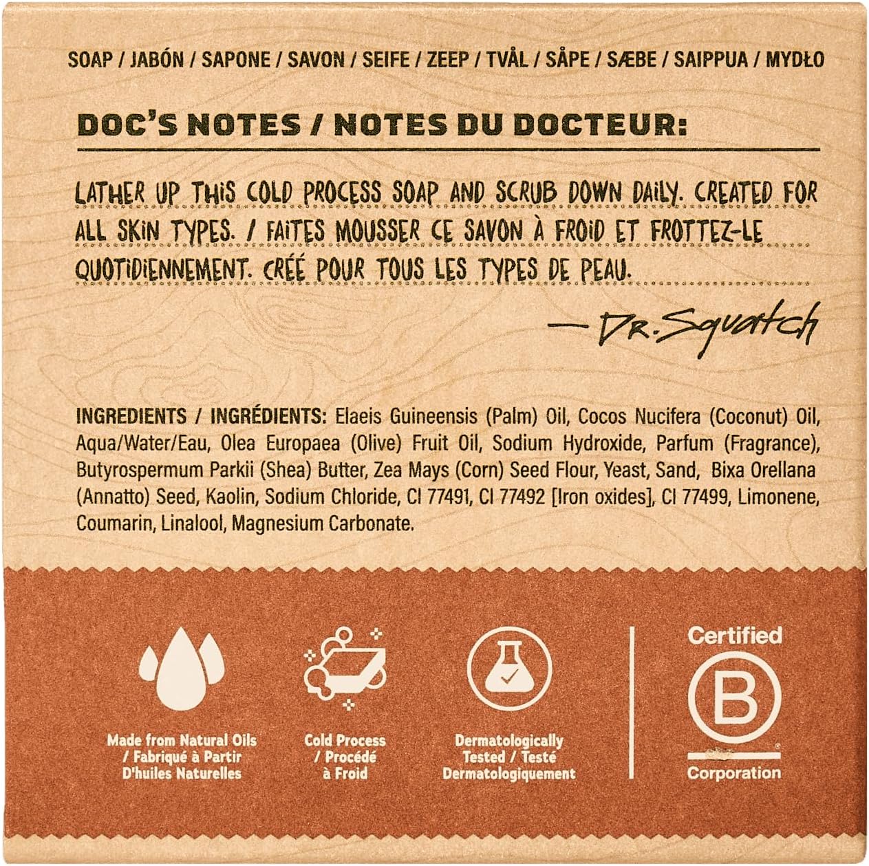 Dr. Squatch Natural Men’s Bar Soap - Cold Process Body Soap Bar with Natural Oils - Gifts for Men - Pine Tar, Wood Barrel Bourbon, Coastal Mist (142g, 3 pack)