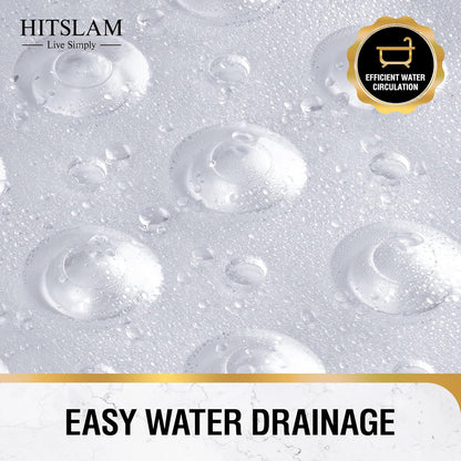HITSLAM Non Slip Bath Mat for Tub, 101 x 40cm Extra Long Shower Mat Anti Mould, Machine Washable Bathroom Bathtub Mat with Suction Cups and Drain Holes, Soft on Feet, Clear