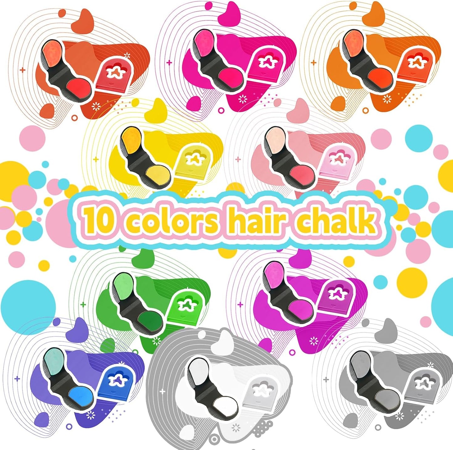 HaiolorPro Hair Chalks for Girls Kids, 10PCS Washable Temporary Hair Dye Colour, Coloured Hair Spray Wash Out, Teenage Girls Christma s Gifts for 5-15 Year Old（New Upgrade）