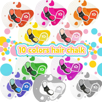 HaiolorPro Hair Chalks for Girls Kids, 10PCS Washable Temporary Hair Dye Colour, Coloured Hair Spray Wash Out, Teenage Girls Christma s Gifts for 5-15 Year Old（New Upgrade）