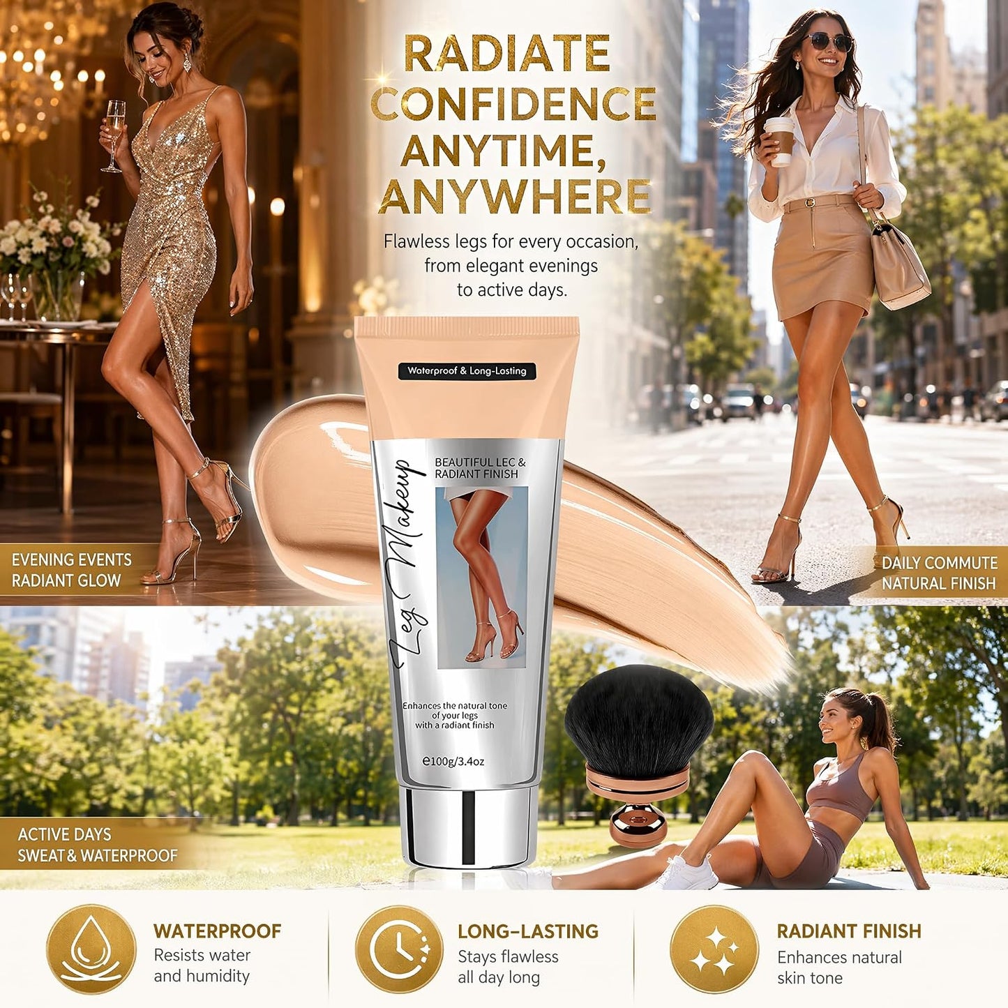 MiracleDaParis Body Coverage Perfector, Tattoo Cover Up Makeup Leg Makeup Waterproof no Transfer for Daily Wear and Events. (C)