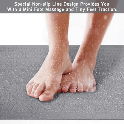 OTHWAY Non Slip Bathtub Mat, Extra Long 43x92 cm Rubber Bath Tub Shower Mat, Soft Mat for Bathroom Tub with Strong Suction Cups (Grey)