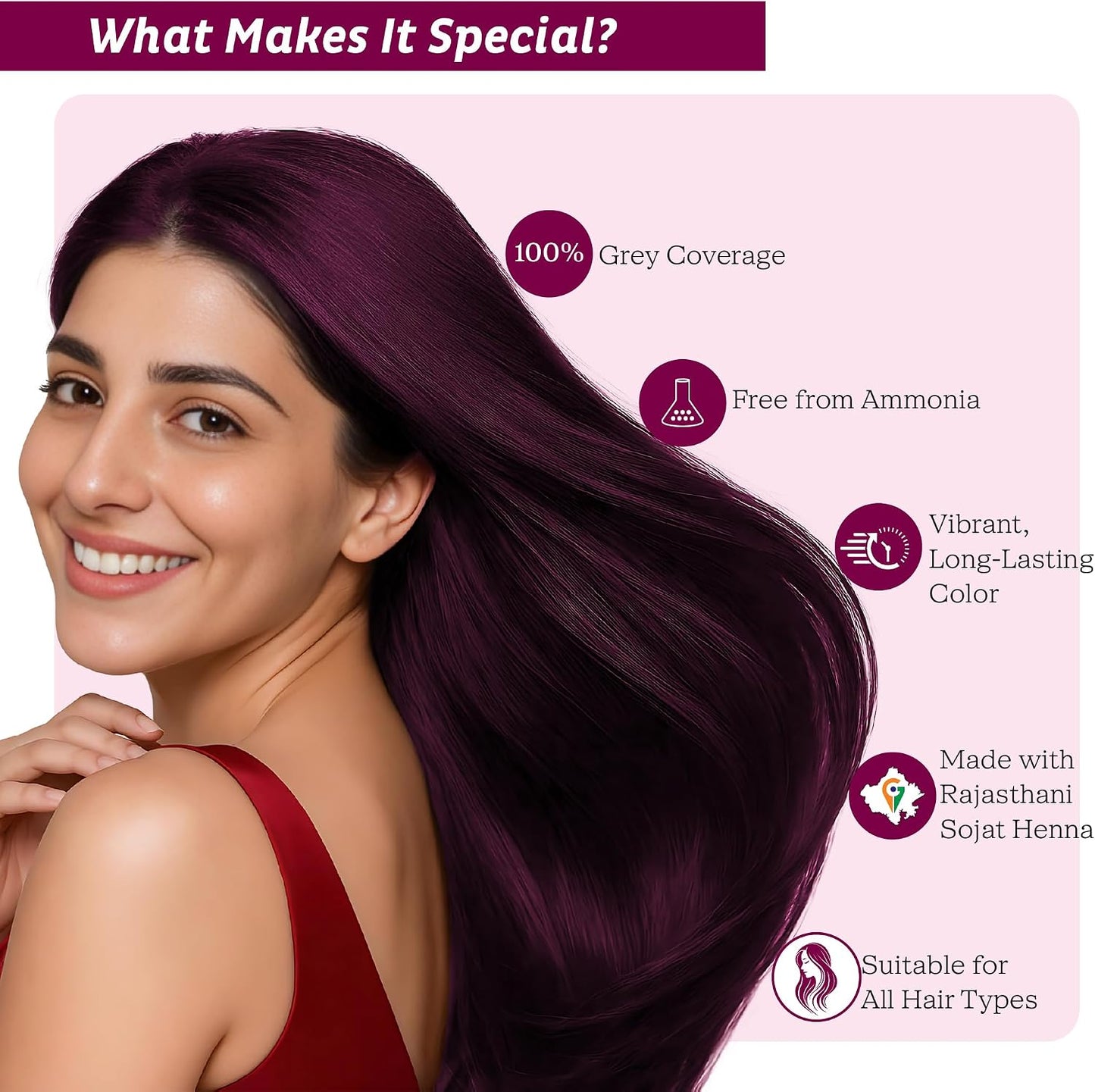 Prem Dulhan Burgundy Red Henna-Based Hair Color (0.52 Ounce) for Vibrant &amp; Long Lasting Results, Burgundy Red Shade, Ammonia-Free &amp; PPD-Free Coloring, Sachets (300 g/ 10.58 Ounce (Pack of 20))