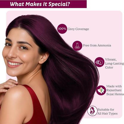 Prem Dulhan Burgundy Red Henna-Based Hair Color (0.52 Ounce) for Vibrant &amp; Long Lasting Results, Burgundy Red Shade, Ammonia-Free &amp; PPD-Free Coloring, Sachets (300 g/ 10.58 Ounce (Pack of 20))