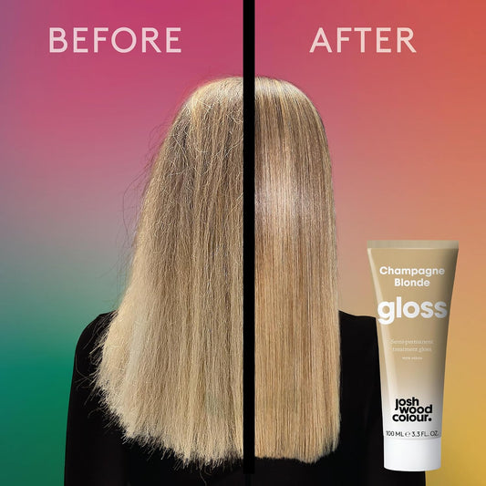 Josh Wood Hair Gloss Champagne Blonde, Semi-Permanent Toner, Vegan, 100ml | Refreshes and tones hair colour, conditions as it glosses, lasts up to 6 washes, vegan, easy 10-minute treatment