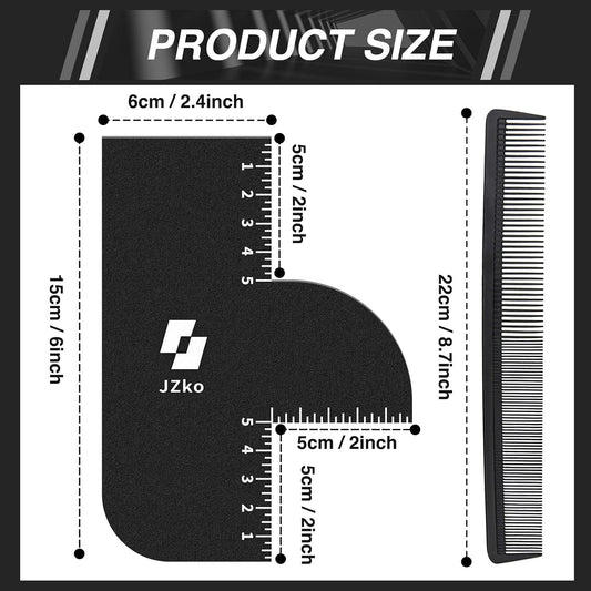 2Pcs Enhancement Card for Barbers Reusable Hairline Shaping Tool and Color Spray Edge Line Up Tool for Barber Accessories with Measurement Indicators, Hairline Enhancement Spray for Men